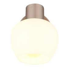 Nástěnná lampa, matný kov v barvě kávy, pochromovaný kov, bílé sklo, kolébkový vypínač na výrobku, otočná/naklápěcí, ŠxV:12,5x15cm, V:16cm, bez žárovky 1x E27 40W, 230V