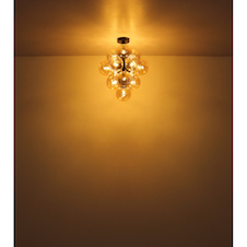 Stropní svítidlo, matný černý kov, jantarové skleněné koule, Ø:39,5cm, V:50cm, bez žárovek 13xG9, max. 4W LED 230V