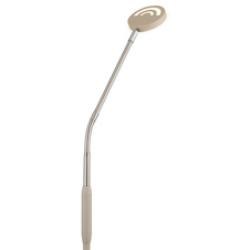 Stojací lampa, kov, pískově matná, nikl matný, chrom, čirý akrylát, bílý PVC kabel, dotykové zapnutí/vypnutí/stmívání, flexo, DxŠxV:52x20x173cm, délka kabelu 180cm, LED 6,5W 230V, zdroj 700lm, výkon 350lm, CCT 2700/3350/4000K