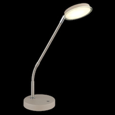 Stolní lampa, kov, pískově matný, nikl matný, chrom, čirý akrylát, bílý PVC kabel, dotykové zapnutí/vypnutí/stmívání, flexo, DxŠxV:43x13x53,5cm, délka kabelu 1500mm, LED 6,5W 230V, zdroj 700lm, výkon 350lm, CCT 2700/3350/4000 K