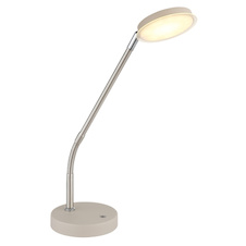 Stolní lampa, kov, pískově matný, nikl matný, chrom, čirý akrylát, bílý PVC kabel, dotykové zapnutí/vypnutí/stmívání, flexo, DxŠxV:43x13x53,5cm, délka kabelu 1500mm, LED 6,5W 230V, zdroj 700lm, výkon 350lm, CCT 2700/3350/4000 K