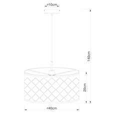 Závěsné svítidlo, kov nikl matný, textil šedý, stínidlo s dekorativním děrováním, Ø40cm, V:140cm, bez žárovky 1xE27, max. 60W 230V.