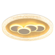 Stropní svítidlo, matný bílý kov, matný zlatý kov, průhledný plast s krystalovým efektem, bílý akryl, ø: 495 mm, V: 70 mm, LED 40W 230V, zdroj 4390 lm, výstup 3930 lm, 3000K
