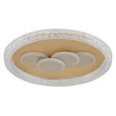 Stropní svítidlo, matný bílý kov, matný zlatý kov, průhledný plast s krystalovým efektem, bílý akryl, ø: 495 mm, V: 70 mm, LED 40W 230V, zdroj 4390 lm, výstup 3930 lm, 3000K