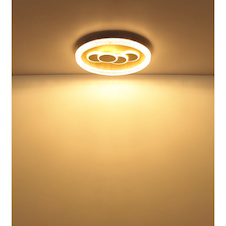 Stropní svítidlo, matný bílý kov, matný zlatý kov, průhledný plast s krystalovým efektem, bílý akryl, ø: 495 mm, V: 70 mm, LED 40W 230V, zdroj 4390 lm, výstup 3930 lm, 3000K