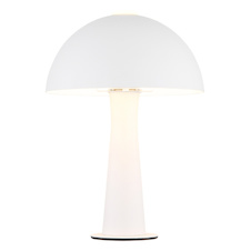 Stolní lampa z matného bílého kovu, kabel z černého PVC, kolébkový vypínač na kabelu, ø: 200 mm, V: 285 mm, délka kabelu 1500 mm, bez žárovky 1xE14, max. 25W 230V