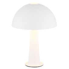 Stolní lampa z matného bílého kovu, kabel z černého PVC, kolébkový vypínač na kabelu, ø: 200 mm, V: 285 mm, délka kabelu 1500 mm, bez žárovky 1xE14, max. 25W 230V