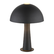 Stolní lampa z matného černého kovu, kabel z černého PVC, kolébkový vypínač na kabelu, ø: 200 mm, V: 285 mm, délka kabelu 1500 mm, bez žárovky 1xE14, max. 25W 230V