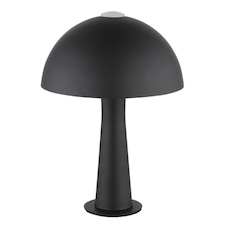 Stolní lampa z matného černého kovu, kabel z černého PVC, kolébkový vypínač na kabelu, ø: 200 mm, V: 285 mm, délka kabelu 1500 mm, bez žárovky 1xE14, max. 25W 230V