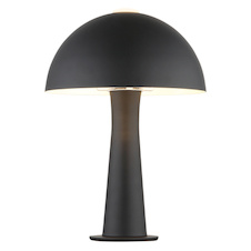 Stolní lampa z matného černého kovu, kabel z černého PVC, kolébkový vypínač na kabelu, ø: 200 mm, V: 285 mm, délka kabelu 1500 mm, bez žárovky 1xE14, max. 25W 230V