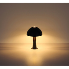 Stolní lampa z matného černého kovu, kabel z černého PVC, kolébkový vypínač na kabelu, ø: 200 mm, V: 285 mm, délka kabelu 1500 mm, bez žárovky 1xE14, max. 25W 230V