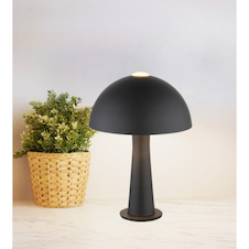 Stolní lampa z matného černého kovu, kabel z černého PVC, kolébkový vypínač na kabelu, ø: 200 mm, V: 285 mm, délka kabelu 1500 mm, bez žárovky 1xE14, max. 25W 230V