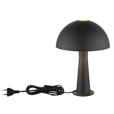 Stolní lampa z matného černého kovu, kabel z černého PVC, kolébkový vypínač na kabelu, ø: 200 mm, V: 285 mm, délka kabelu 1500 mm, bez žárovky 1xE14, max. 25W 230V