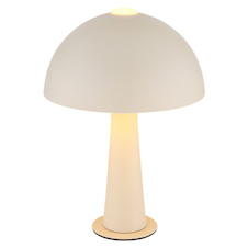 Stolní lampa z kovu v matné pískové barvě, kabel z černého PVC, kolébkový vypínač na kabelu, ø: 200 mm, V: 285 mm, délka kabelu 1500 mm, bez žárovky 1xE14, max. 25W 230V