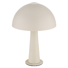 Stolní lampa z kovu v matné pískové barvě, kabel z černého PVC, kolébkový vypínač na kabelu, ø: 200 mm, V: 285 mm, délka kabelu 1500 mm, bez žárovky 1xE14, max. 25W 230V