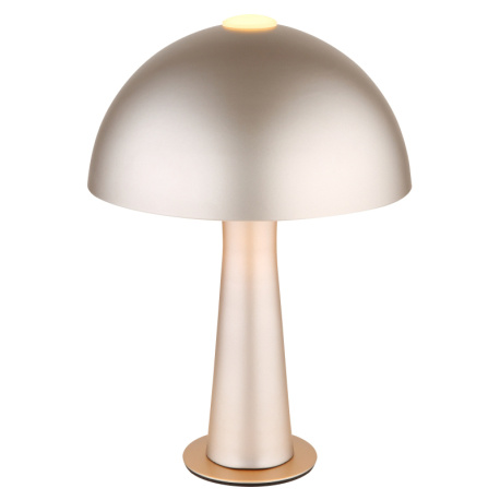 Stolní lampa z kovu v matné cappuccino barvě, kabel z černého PVC, kolébkový vypínač na kabelu, ø: 200 mm, V: 285 mm, délka kabelu 1500 mm, bez žárovky 1xE14, max. 25W 230V