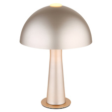 Stolní lampa z kovu v matné cappuccino barvě, kabel z černého PVC, kolébkový vypínač na kabelu, ø: 200 mm, V: 285 mm, délka kabelu 1500 mm, bez žárovky 1xE14, max. 25W 230V