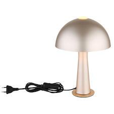 Stolní lampa z kovu v matné cappuccino barvě, kabel z černého PVC, kolébkový vypínač na kabelu, ø: 200 mm, V: 285 mm, délka kabelu 1500 mm, bez žárovky 1xE14, max. 25W 230V