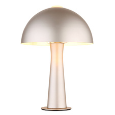Stolní lampa z kovu v matné cappuccino barvě, kabel z černého PVC, kolébkový vypínač na kabelu, ø: 200 mm, V: 285 mm, délka kabelu 1500 mm, bez žárovky 1xE14, max. 25W 230V