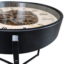 Konferenční stolek, černý kov, skleněná deska, ø: 490 mm, V: 570 mm