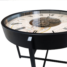 Konferenční stolek, černý kov, skleněná deska, ø: 715 mm, V: 570 mm