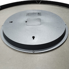 Konferenční stolek, černý kov, skleněná deska, ø: 715 mm, V: 570 mm