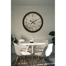 Nástěnné hodiny, černý plast, skleněná deska, římské číslice, ø 760 mm, výška 760 mm, bez baterií