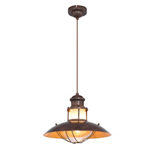 Závěsné svítidlo, kov hnědý, sklo průhledné satinované, Ø350, V: 1500, bez žárovky 1xE27, max. 60W 230V