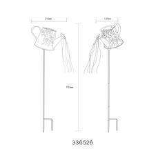 Solární svítidlo, kov v imitaci rzi, čirý plast, vypínač, baterie AA 300mAh 1,2V, IP44, konev na bodci, blikající LED, DxŠxV:21x12x93cm, včetně 64xLED 0,024W 3V 7000K