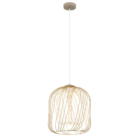 Závěsné svítidlo, kov, matná písková barva/matná bílá, PVC kabel bílý, výšku lze nastavit, Ø:35Cm, V:150Cm, bez žárovky 1xE27, max. 40W 230V