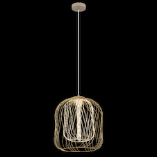 Závěsné svítidlo, kov, matná písková barva/matná bílá, PVC kabel bílý, výšku lze nastavit, Ø:35Cm, V:150Cm, bez žárovky 1xE27, max. 40W 230V