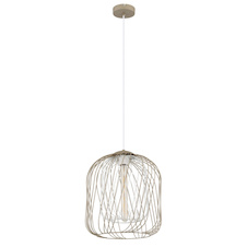 Závěsné svítidlo, kov, matná písková barva/matná bílá, PVC kabel bílý, výšku lze nastavit, Ø:35Cm, V:150Cm, bez žárovky 1xE27, max. 40W 230V