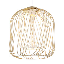 Závěsné svítidlo, kov, matná písková barva/matná bílá, PVC kabel bílý, výšku lze nastavit, Ø:35Cm, V:150Cm, bez žárovky 1xE27, max. 40W 230V