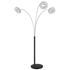 Stojací lampa, matný černý kov, čirý akryl, čiré skleněné krystaly, černý PVC kabel, dotykové zapnutí/vypnutí, plynulý dotykový stmívač, paměť, DxŠxV:82,5x102x190cm, délka kabelu 180cm, LED 35W, zdroj 380-3850lm, výstup 280-2880lm, CCT 3000-6000K