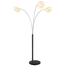 Stojací lampa, matný černý kov, čirý akryl, čiré skleněné krystaly, černý PVC kabel, dotykové zapnutí/vypnutí, plynulý dotykový stmívač, paměť, DxŠxV:82,5x102x190cm, délka kabelu 180cm, LED 35W, zdroj 380-3850lm, výstup 280-2880lm, CCT 3000-6000K