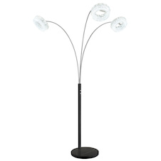 Stojací lampa, matný černý kov, čirý akryl, čiré skleněné krystaly, černý PVC kabel, dotykové zapnutí/vypnutí, plynulý dotykový stmívač, paměť, DxŠxV:82,5x102x190cm, délka kabelu 180cm, LED 35W, zdroj 380-3850lm, výstup 280-2880lm, CCT 3000-6000K