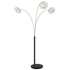 Stojací lampa, matný černý kov, čirý akryl, čiré skleněné krystaly, černý PVC kabel, dotykové zapnutí/vypnutí, plynulý dotykový stmívač, paměť, DxŠxV:82,5x102x190cm, délka kabelu 180cm, LED 35W, zdroj 380-3850lm, výstup 280-2880lm, CCT 3000-6000K