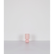 Stolní lampa, růžová keramika, růžový textil, bílý PVC kabel, kolébkový vypínač na kabelu, Ø:12cm, V:23cm, délka kabelu 130cm, bez žárovky 1xE14, max. 40W 230V