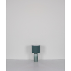 Stolní lampa, světle zelené sklo, světle zelený textil, bílý PVC kabel, kolébkový vypínač na kabelu Ø:26,5cm, V:50cm, Délka kabelu: 130cm, bez žárovky 1xE27, max. 60W 230V