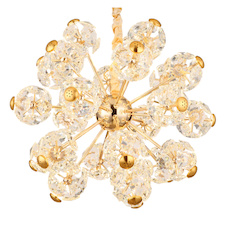 Závěsné svítidlo, zlatý kov, čiré skleněné krystaly, Ø:65cm, V:13,5cm, LED 70W, zdroj 7600 lm, výstup 6800 lm, 3000K