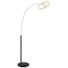 Stojací lampa, matný černý kov, čirý akryl, čiré skleněné krystaly, černý PVC kabel, dotykové zapnutí/vypnutí, plynulý dotykový stmívač, paměť, DxŠxV:92,5x40x190cm, délka kabelu 180cm, LED 24W, LED 24W,zdroj 270-2680lm,výstup 216-2200lm,CCT3000-6000K