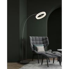 Stojací lampa, matný černý kov, čirý akryl, čiré skleněné krystaly, černý PVC kabel, dotykové zapnutí/vypnutí, plynulý dotykový stmívač, paměť, DxŠxV:92,5x40x190cm, délka kabelu 180cm, LED 24W, LED 24W,zdroj 270-2680lm,výstup 216-2200lm,CCT3000-6000K