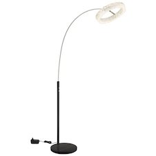 Stojací lampa, matný černý kov, čirý akryl, čiré skleněné krystaly, černý PVC kabel, dotykové zapnutí/vypnutí, plynulý dotykový stmívač, paměť, DxŠxV:92,5x40x190cm, délka kabelu 180cm, LED 24W, LED 24W,zdroj 270-2680lm,výstup 216-2200lm,CCT3000-6000K