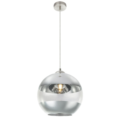 Závěsné svítidlo, kov nikl matný, sklo kouřové, Ø300, V:1200, bez žárovky 1xE27, max. 40W 230V.