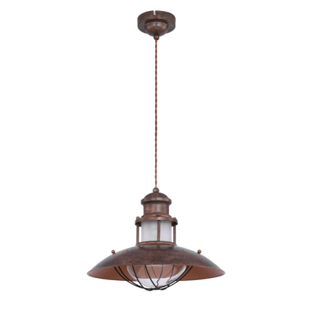 Závěsné svítidlo, kov hnědý, sklo průhledné satinované, Ø350, V: 1500, bez žárovky 1xE27, max. 60W 230V