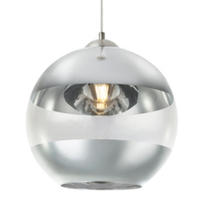 Závěsné svítidlo, kov nikl matný, sklo kouřové, Ø300, V:1200, bez žárovky 1xE27, max. 40W 230V.