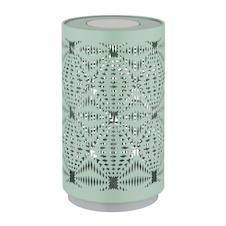 Stolní lampa, plast bílý matný, kov zelená, dotykové zapnutí/vypnutí, změna barev RGB, fixace barev RGB, bez adaptéru, USB-C-USB-C, akumulátor 1xCR18650 500mAh 3,7V, ø: 80mm, V: 140mm, včetně LED 1W 2 RGB + 6000K