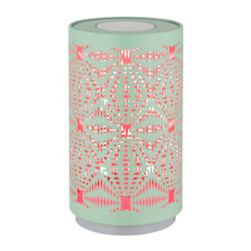 Stolní lampa, plast bílý matný, kov zelená, dotykové zapnutí/vypnutí, změna barev RGB, fixace barev RGB, bez adaptéru, USB-C-USB-C, akumulátor 1xCR18650 500mAh 3,7V, ø: 80mm, V: 140mm, včetně LED 1W 2 RGB + 6000K