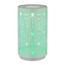 Stolní lampa, plast bílý matný, kov zelená, dotykové zapnutí/vypnutí, změna barev RGB, fixace barev RGB, bez adaptéru, USB-C-USB-C, akumulátor 1xCR18650 500mAh 3,7V, ø: 80mm, V: 140mm, včetně LED 1W 2 RGB + 6000K