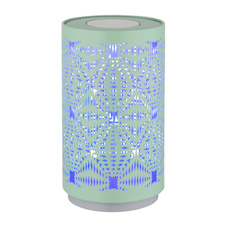 Stolní lampa, plast bílý matný, kov zelená, dotykové zapnutí/vypnutí, změna barev RGB, fixace barev RGB, bez adaptéru, USB-C-USB-C, akumulátor 1xCR18650 500mAh 3,7V, ø: 80mm, V: 140mm, včetně LED 1W 2 RGB + 6000K
